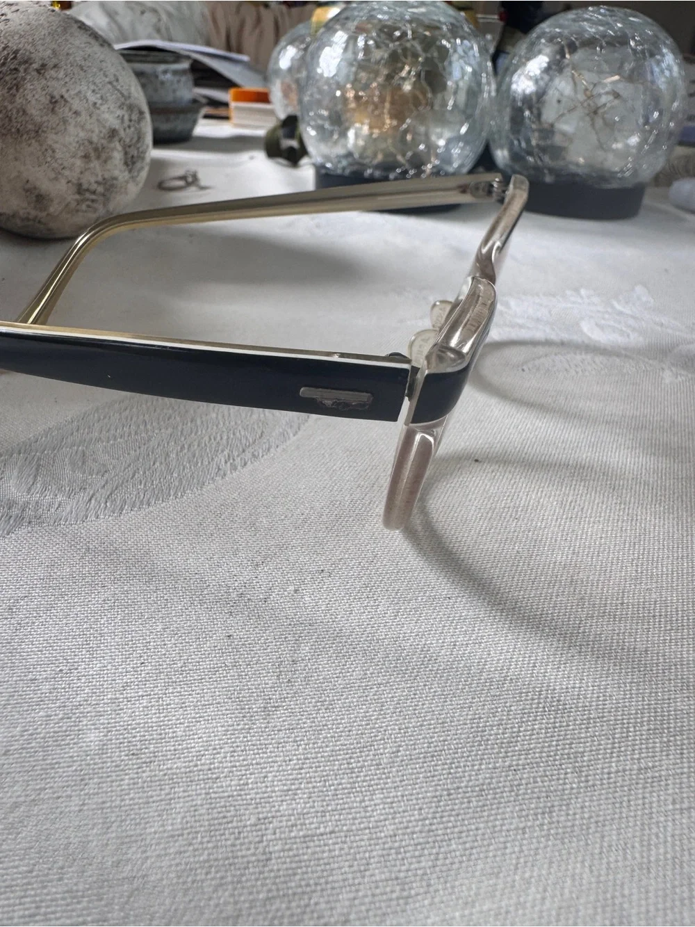 Vintage Shuron clear Cat-Eye Glasses with Black Temples